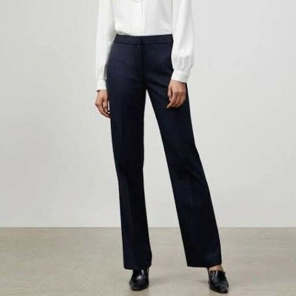 LAFAYETTE 148 | sz 4 Women's Navy Blue Stretch Virgin Wool Menswear Trousers